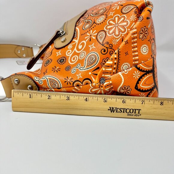 Isaac Mizrahi  East West Shoulder Bag  Bandanna  Paisley Print & Dust Bag - Picture 10 of 16